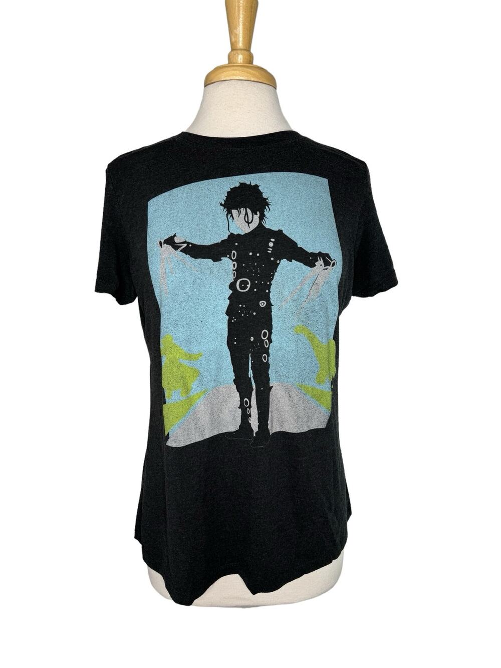 Edward Scissorhands Heather Gray Shadow Outline Graphic Tee Size 2X Womens Retro